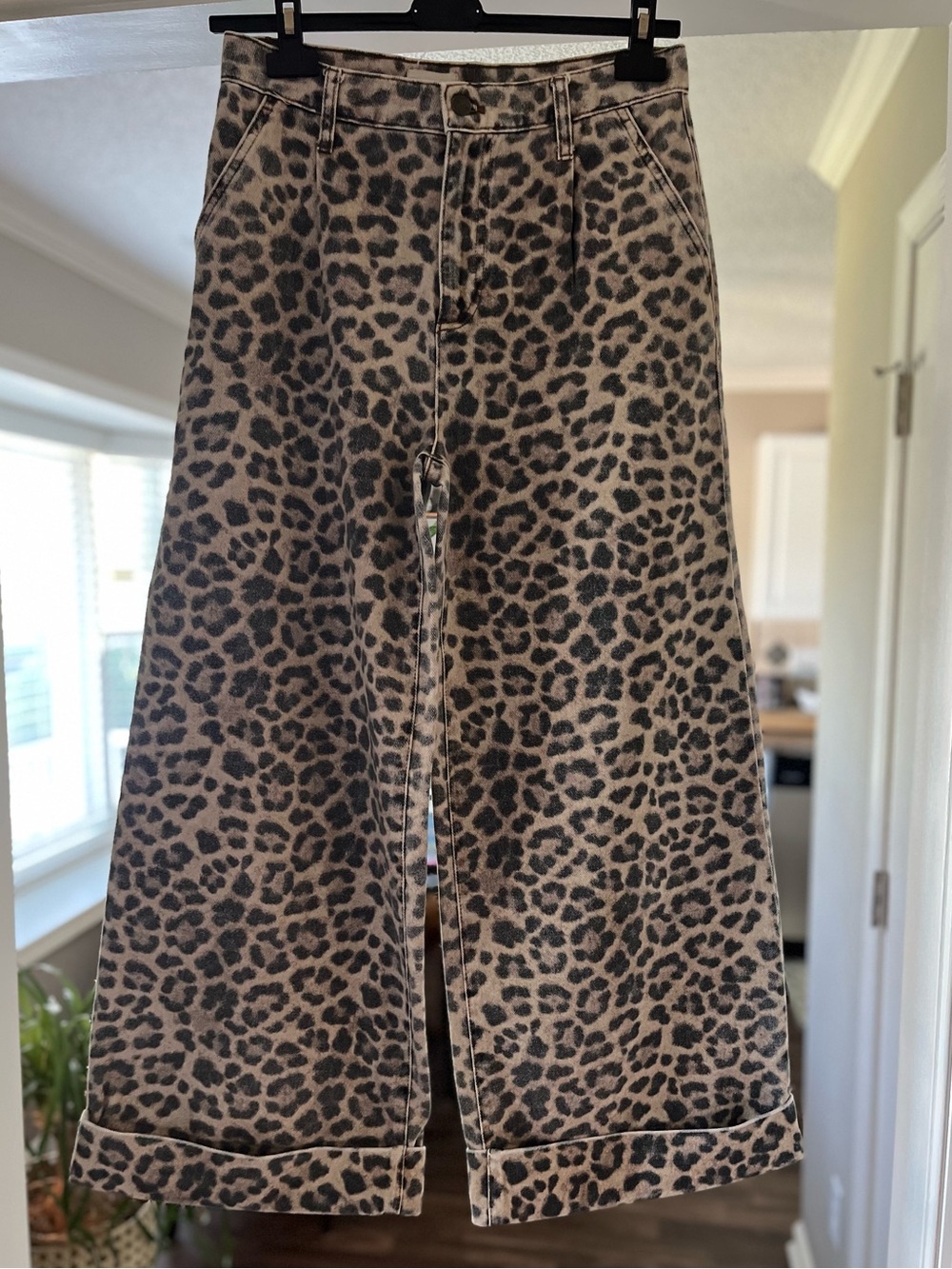 Anthropologie Pilcro High Rise Wide Leg Leopard Jeans